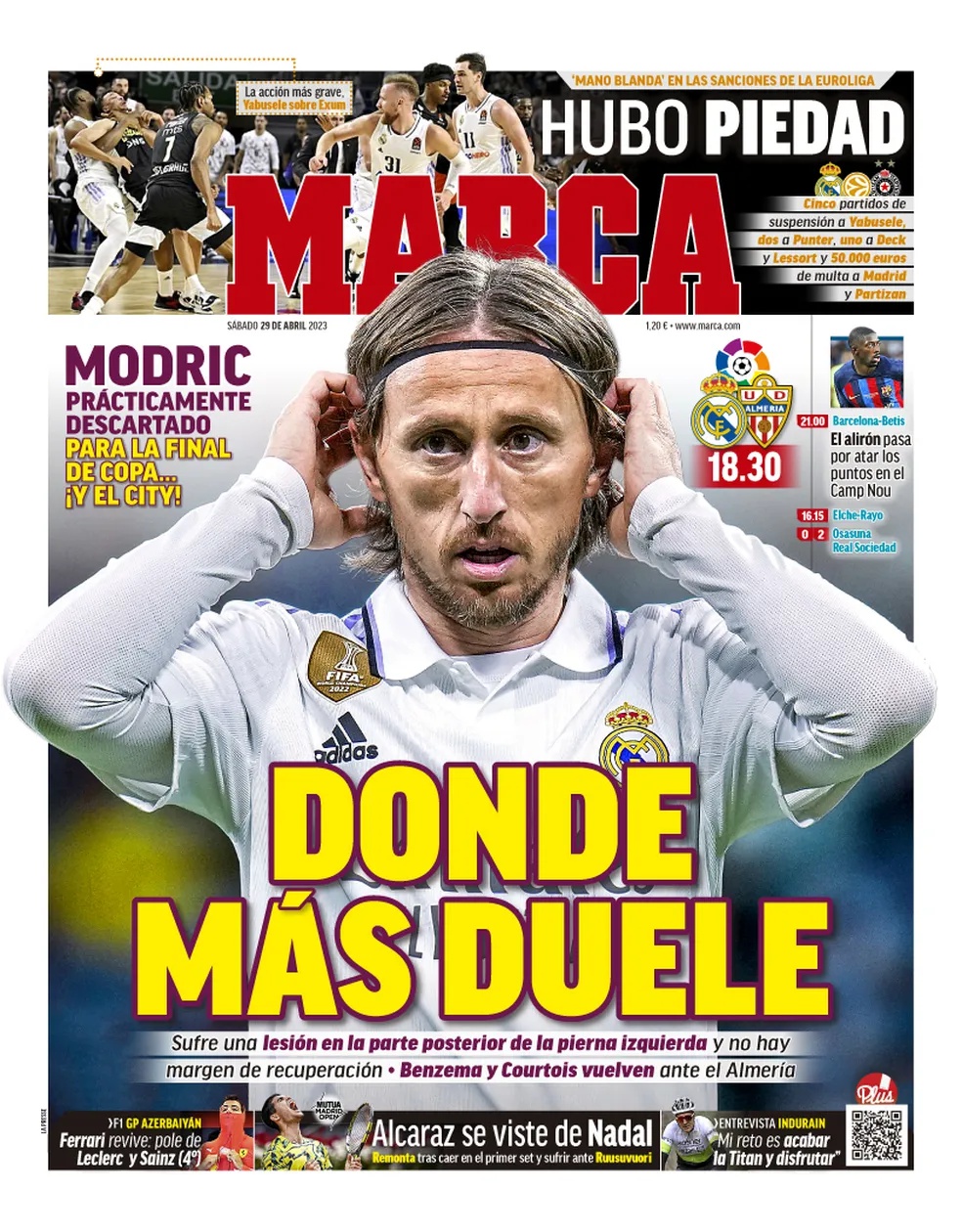Modric desfalcará Real Madrid na final da Copa do Rei e contra o Manchester City, diz jornal