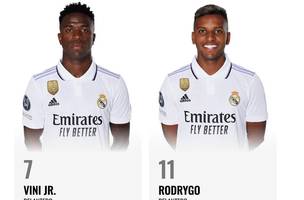 Vinicius Junior assume a camisa 7 do Real Madrid, e Rodrygo a 11 (Foto: GE)