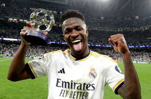 Vini Jr. celebra ida do Real Madrid à final da Champions agradece a Florentino Pérez (Foto: TNT)