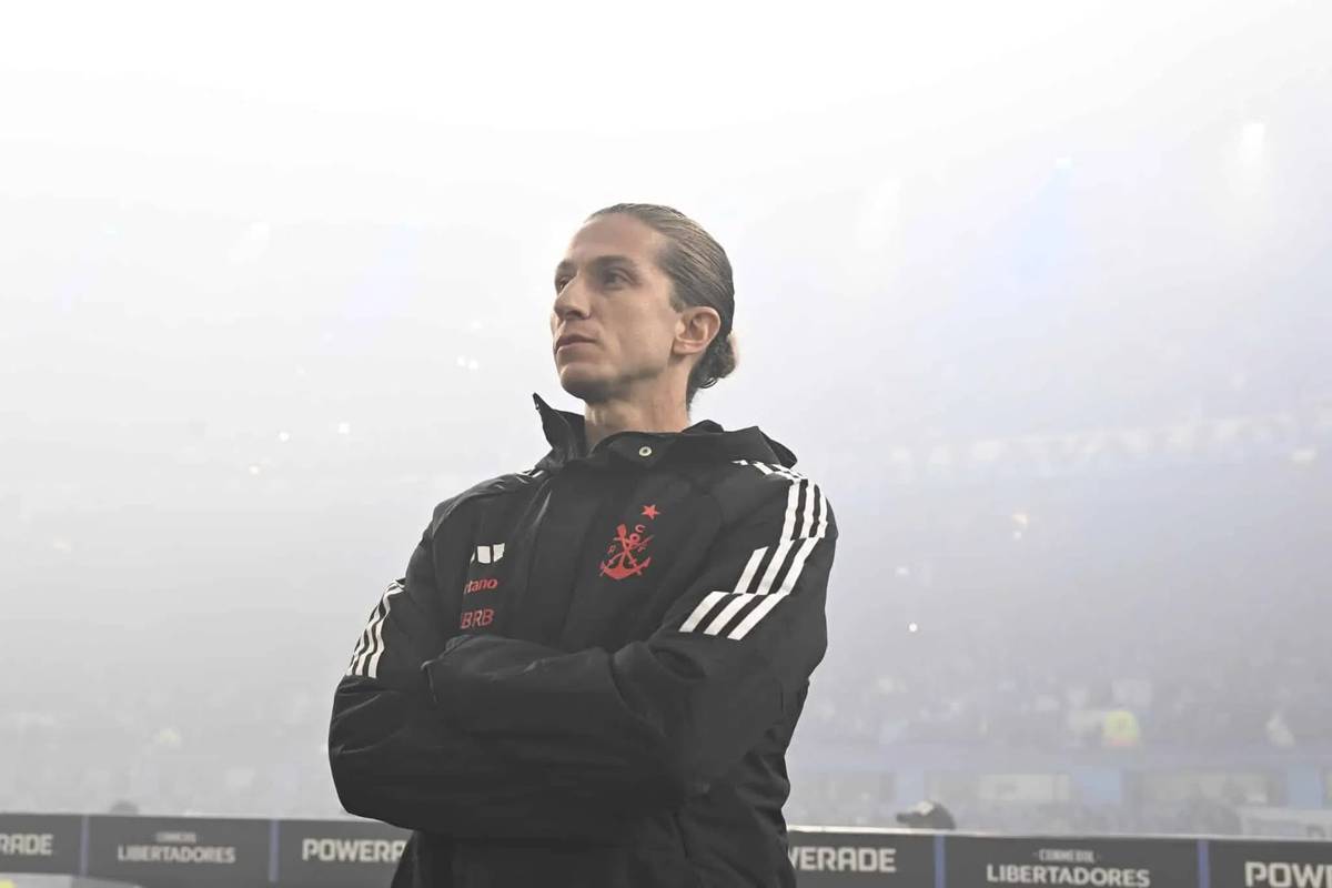 Filipe Luis, tecnico do Flamengo, durante semifinal da Libertadores