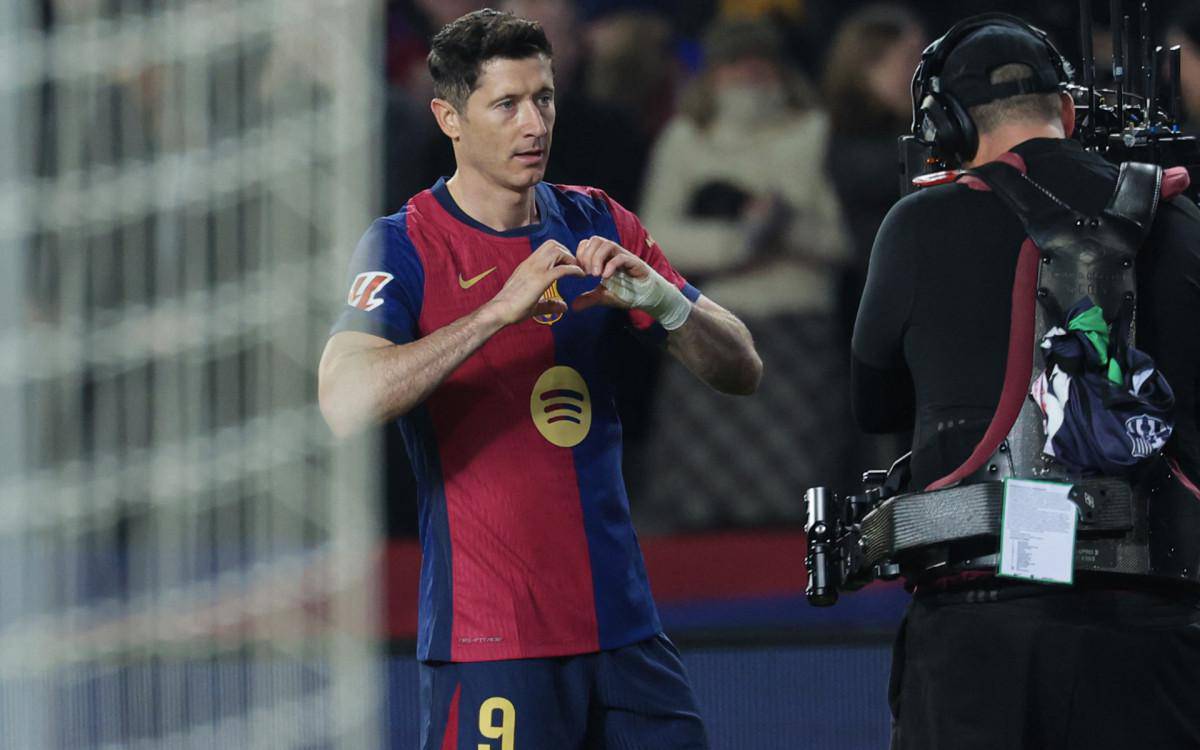 Lewandowski fez o gol do Barcelona na vitoria sobre o Rayo Vallecano