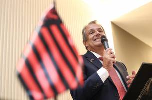 Luiz Eduardo Baptista, o Bap, e o presidente do Flamengo (Foto: Gilvan de Souza/Flamengo)