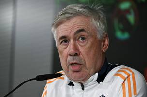 Sob o comando de Ancelotti, elenco do Real Madrid volta o foco para a Liga dos Campeoes (Foto: Javier Soriano / AFP)
