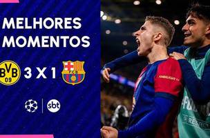 Barcelona sofreu contra o Borussia Dortmund, mas avancou a semifinal da Champions (Foto: Reproducao / Youtube - SBT Sports)