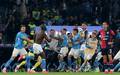 Jogadores do Napoli vibram com o gol de Lukaku (Foto: Carlo Hermann / AFP