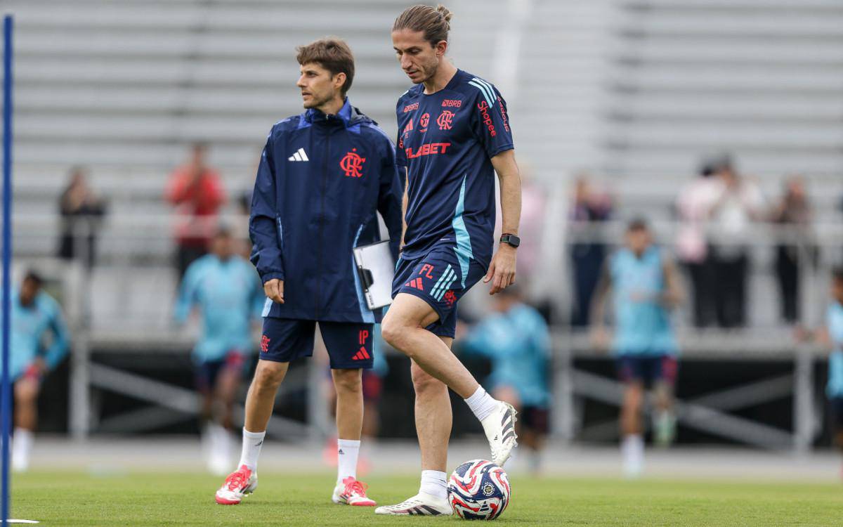 Filipe Luis durante treino do Flamengo nos Estados Unidos.