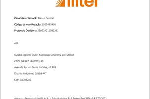 Oficio com papel timbrado do Banco Intert, com assunto Resposta a notificacao  Suposta infracao a Resolucao CMN no 4.970/2021 (Foto: Divulgacao)