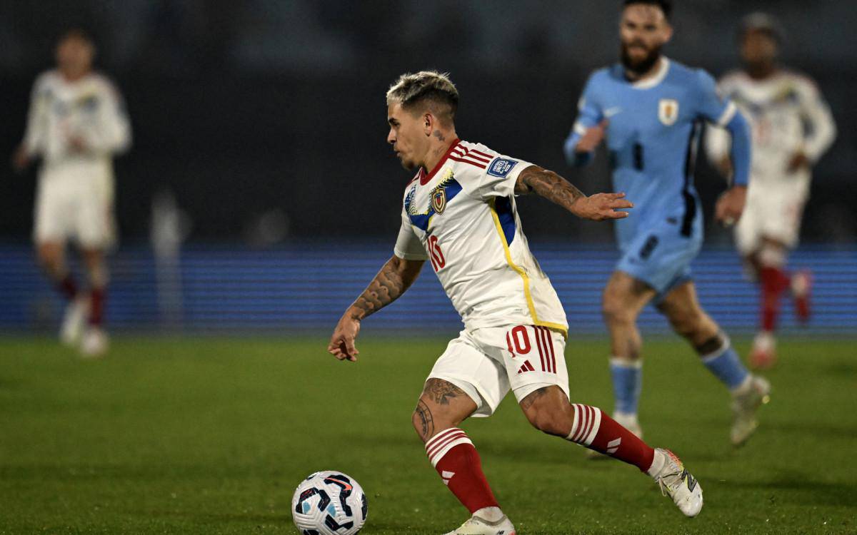 Soteldo jogou por 45 minutos na derrota da Venezuela para o Uruguai