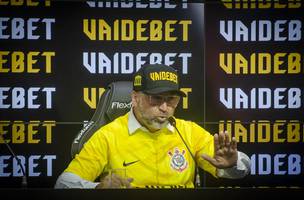 Augusto Melo, presidente do Corinthians, durante a apresentacao do acordo com a VaideBet (Foto: Jozzu/Agencia Corinthians)