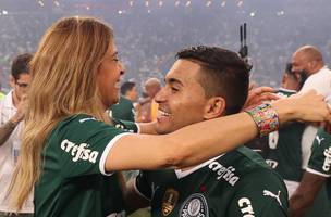 Dudu e Leila Pereira em comemoracao de titulo do Palmeiras (Foto: Cesar Greco / Palmeiras)