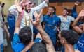 Jogadores do Al-Hilal comemoraram muito vitoria sobre o City (Foto: Divulgacao / Al-Hilal