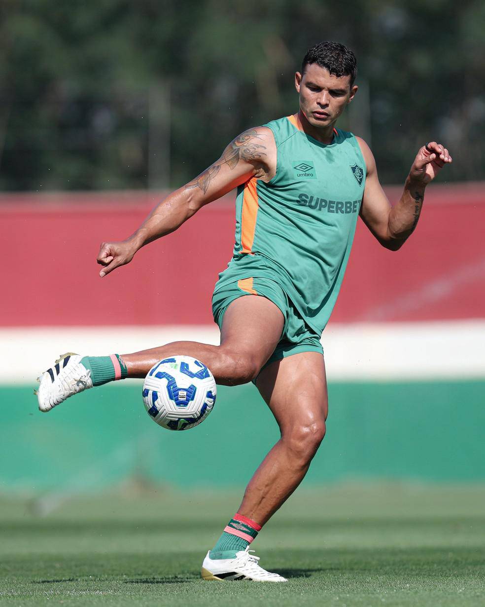 Thiago Silva em treino no Fluminense