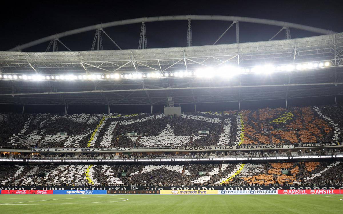 Torcida do Botafogo fez um mosaico no jogo contra a LDU, do Equador, no Nilton Santos