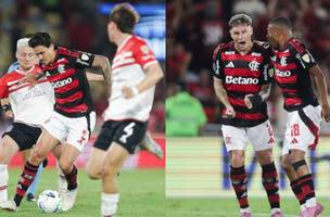 Flamengo e operado pela arbitragem, mas vence Estudiantes e esta a um empate das semis da Libertadores (Foto: Divulgacao/ Flamengo)