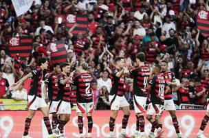 Jogadores do Flamengo celebram gol de Arrascaeta sobre o Gremio, no Maracana (Foto: Gilvan de Souza / Flamengo)