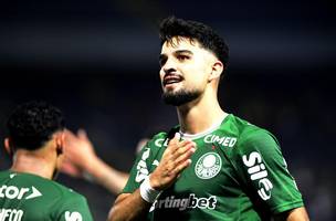 Gol de Flaco Lopez em Palmeiras x Mirassol. (Foto: Marcos Ribolli)