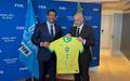 Samir Xaud e Gianni Infantino em encontro nos EUA. (Foto: Divulgacao CBF