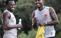Cuiabano e Andres Gomez em treino no CT do Vasco (Foto: Matheus Lima/Vasco
