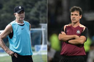 Renato Gaucho e Fernando Diniz duelam por Vasco e Corinthians neste domingo (Foto: Matheus Lima/Vasco; JUAN MABROMATA / AFP)