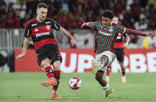 Torcedores do Flamengo fazem festa com bandeiras e sinalizadores durante jogo no Maracana (Foto: Lucas Mercon/Fluminense FC)