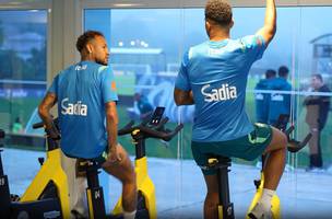 Neymar e Danilo nao participaram do treino da Selecao nesta quarta-feira na Granja Comary (Foto: Reproducao/CBF TV)