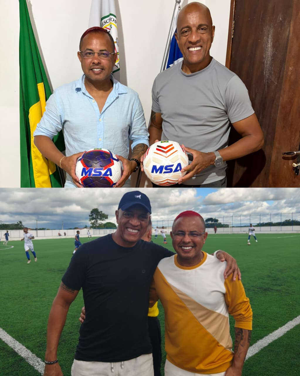 Prefeito de Santanópolis, Vitor do Povo, ao lado de Serginho, da MSA