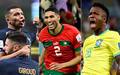 A Franca de Mbappe e Giroud, o Marrocos de Hakimi e o Brasil de Vinicius Junior estao no top-8 da Copa do Catar. (Foto: Montagem com fotos de AFP
