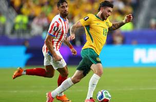 Aiden O'Neill, da Australia, em acao durante o jogo contra o Paraguai em Sao Francisco, Santa Clara, California, EUA, em 25 de junho de 2026 REUTERS/Eloisa Lopez (Foto: Divulgacao / InfoMoney)