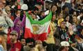 Bandeira iraniana pre-Revolucao Islamica em jogo Austria x Jordania (Foto: IMAGN IMAGES via Reuters/Darren Yamashita