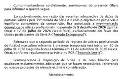 Reforços liberados: CBF anuncia janela extraordinária para clubes da Série A