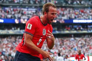 Harry Kane comemora gol pela Inglaterra na Copa do Mundo. (Foto: IMAGN IMAGES via Reuters/Vincent Carchietta)