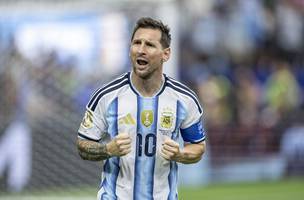 Lionel Messi comemora gol pela Argentina na Copa do Mundo 2026. (Foto: Sports Press Photo/Sports Press Photo/Fotoarena/Agencia O Globo)