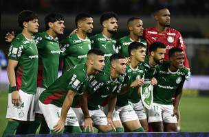 Time do Palmeiras antes do jogo contra o Cruzeiro. (Foto: Marcos Ribolli)